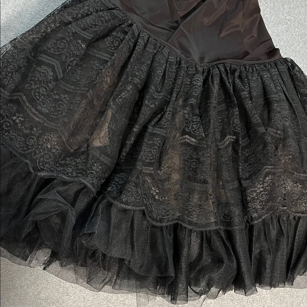 Vintage Hoops Slip Skirt Small Black Lace Tulle Whimsigoth Lolita Kawaii Cosplay